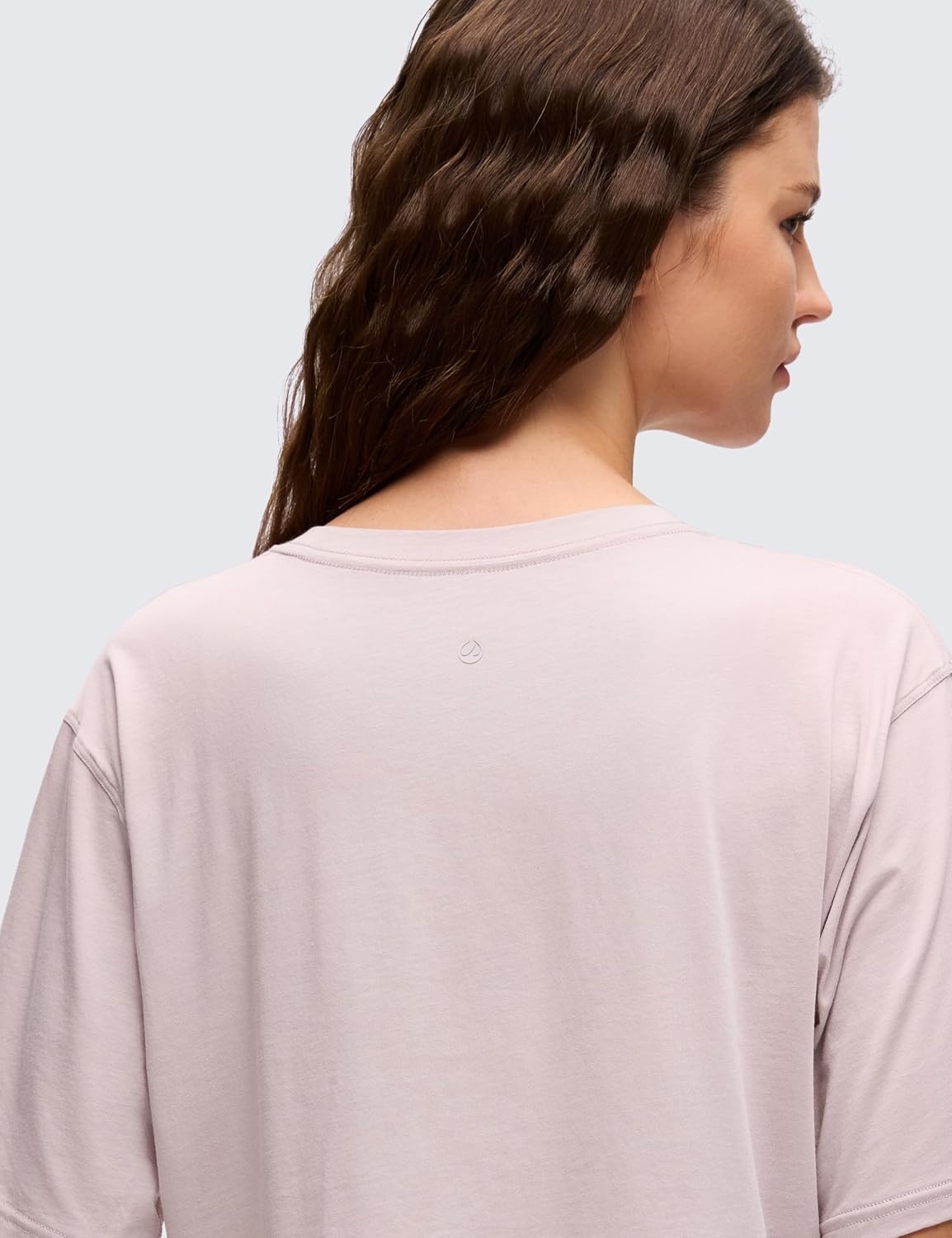 image:imageCRZ YOGA Pima Cotton Loose Crop TShirts for Women Workout Yoga Casual Athletic Running Short Sleeve Shirts Crewneck TopsSmoky Blush