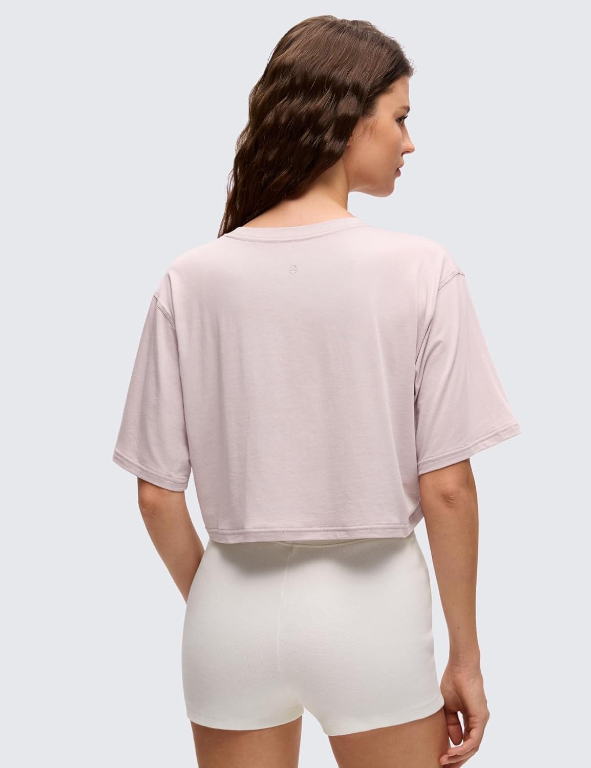 image:imageCRZ YOGA Pima Cotton Loose Crop TShirts for Women Workout Yoga Casual Athletic Running Short Sleeve Shirts Crewneck TopsSmoky Blush