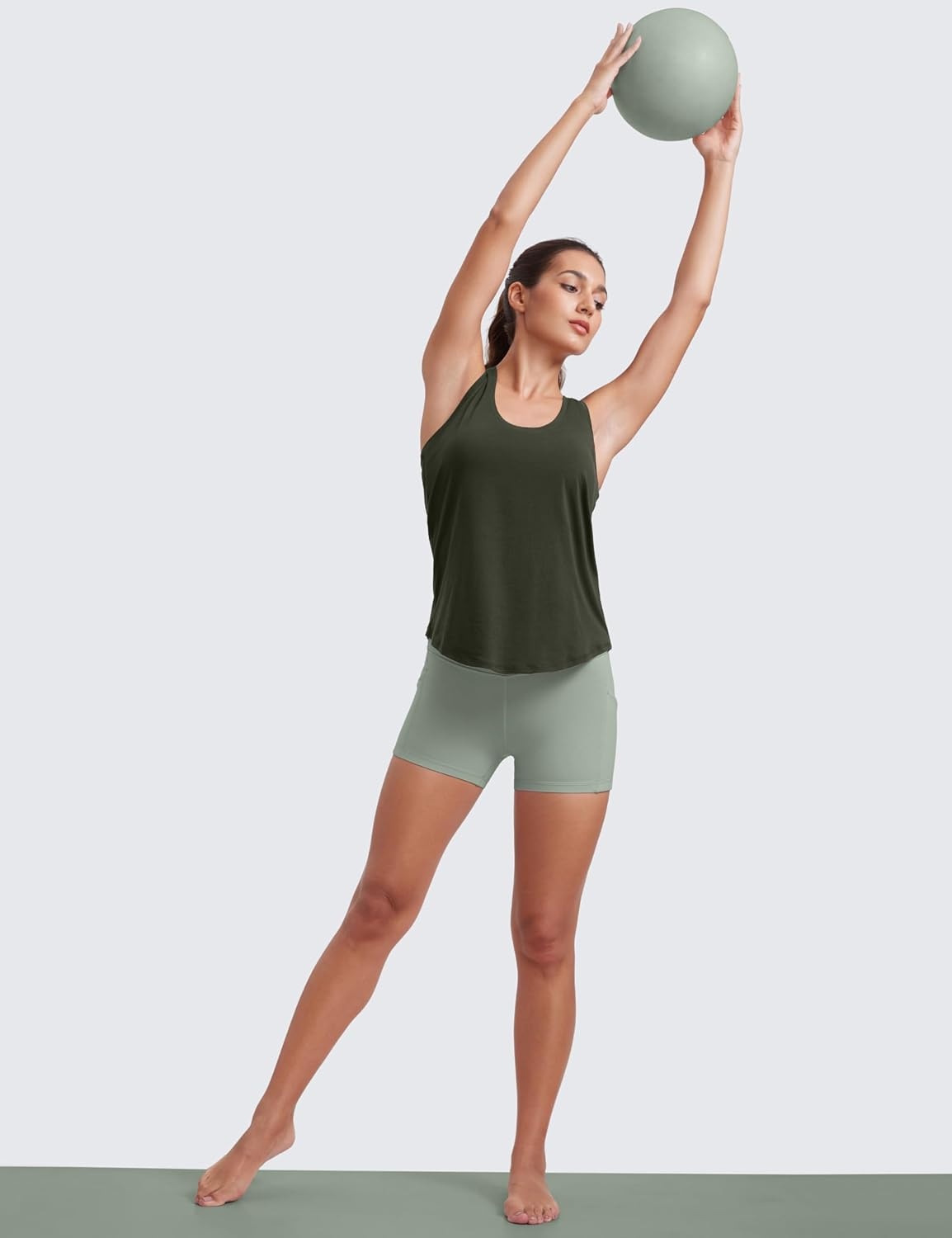 image:imageCRZ YOGA Pima Cotton Racerback Tank Tops for Women Workout Athletic Casual Soft Scoop Neck Sleeveless ShirtsOlive Green