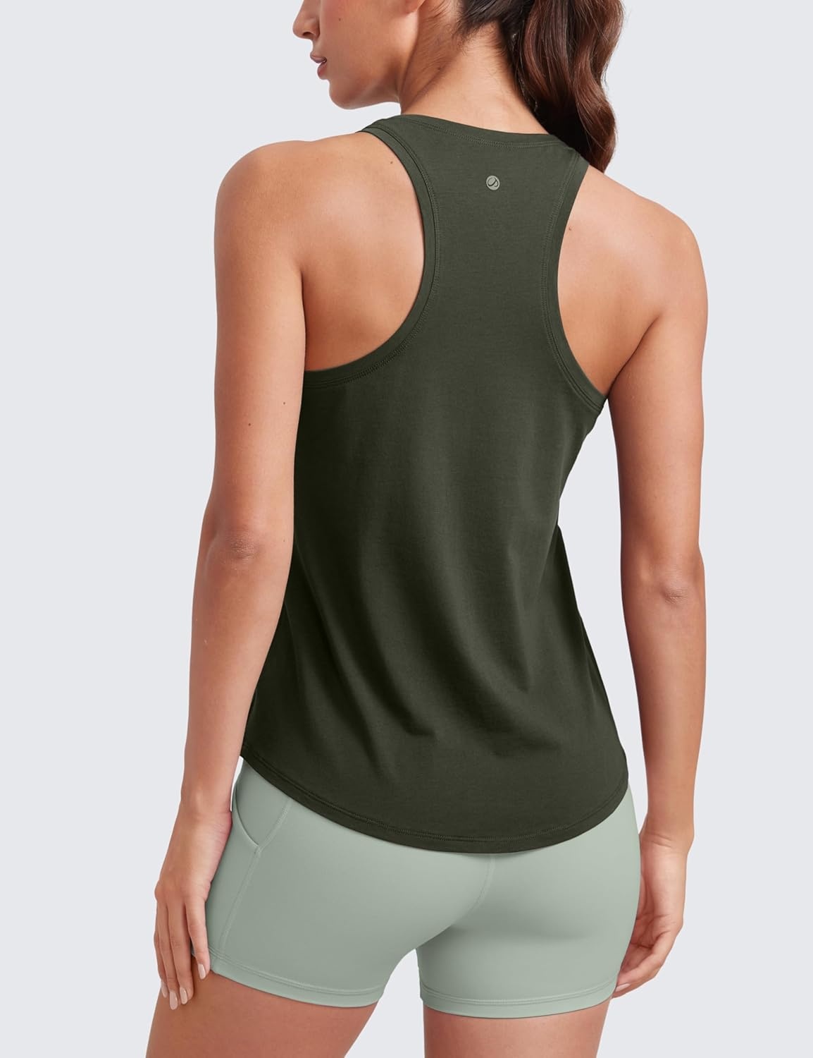 image:imageCRZ YOGA Pima Cotton Racerback Tank Tops for Women Workout Athletic Casual Soft Scoop Neck Sleeveless ShirtsOlive Green