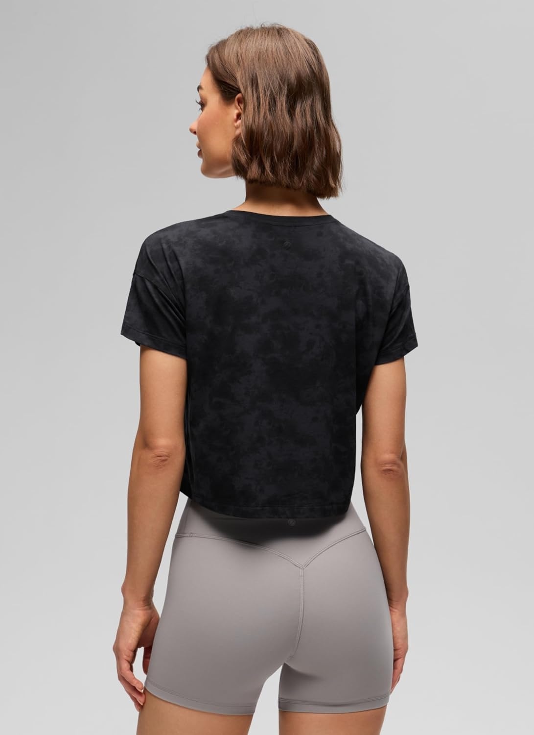 image:imageCRZ YOGA Pima Cotton Relaxed Crop TShirts for Women Workout Athletic Gym Casual Short Sleeve Shirts Loose Crewneck TopsTie Dye Smoke Ink