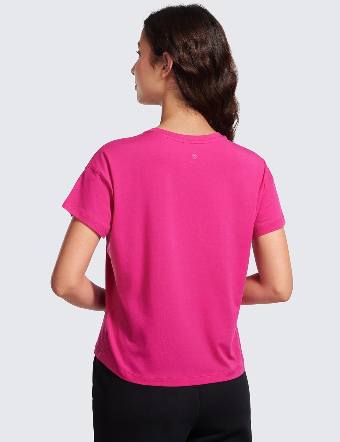 image:imageCRZ YOGA Pima Cotton Relaxed TShirts for Women Workout Athletic Gym Casual Short Sleeve Shirts Basic Crewneck Hip TopsGranita Pink