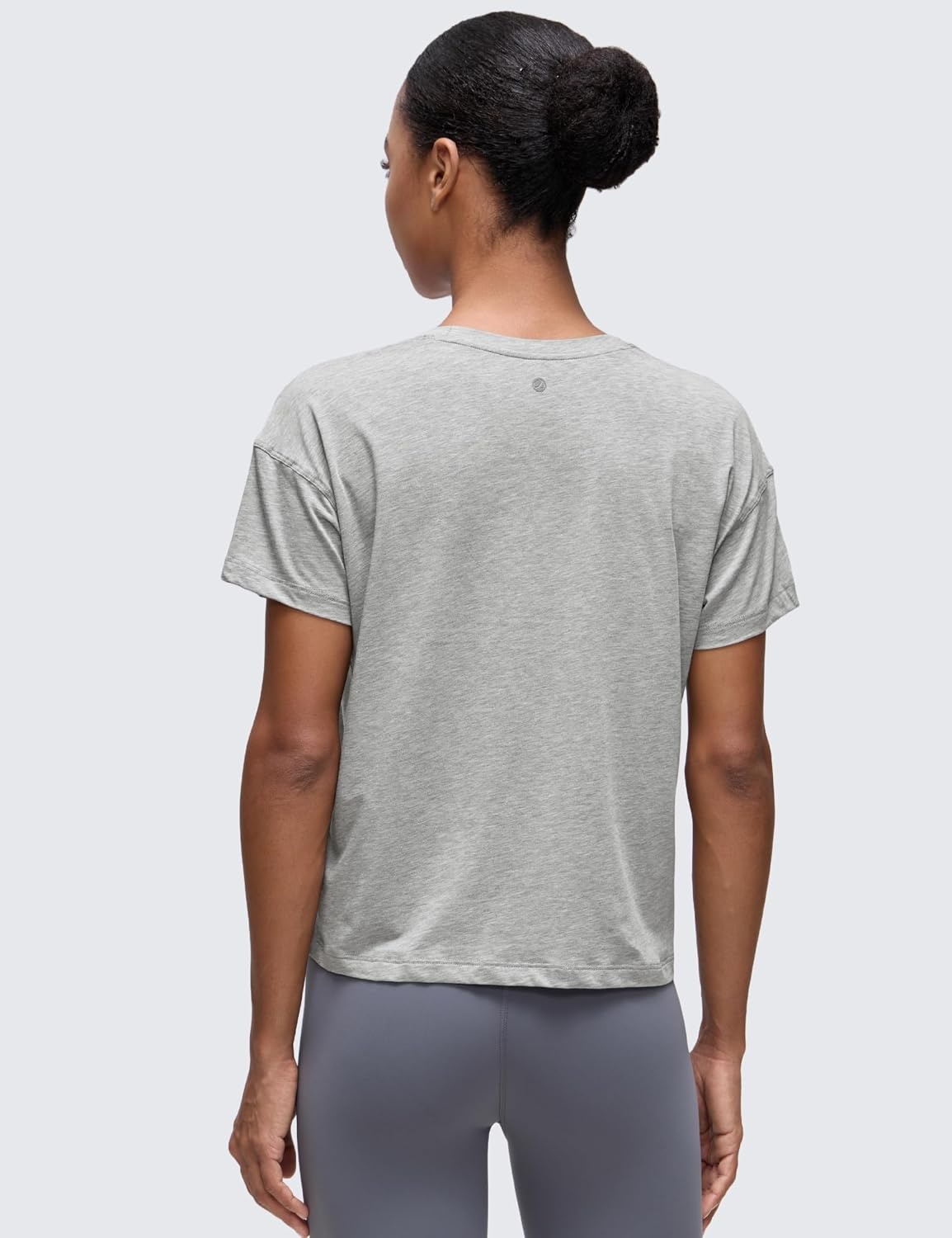 image:imageCRZ YOGA Pima Cotton Relaxed TShirts for Women Workout Athletic Gym Casual Short Sleeve Shirts Basic Crewneck Hip TopsHeathered Medium Grey
