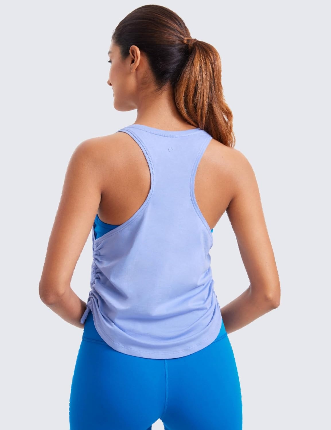 image:imageCRZ YOGA Pima Cotton Ruched Side Tank Tops for Women Workout Athletic Casual Racerback Crewneck Loose Sleeveless ShirtsPeriwinkle Purple