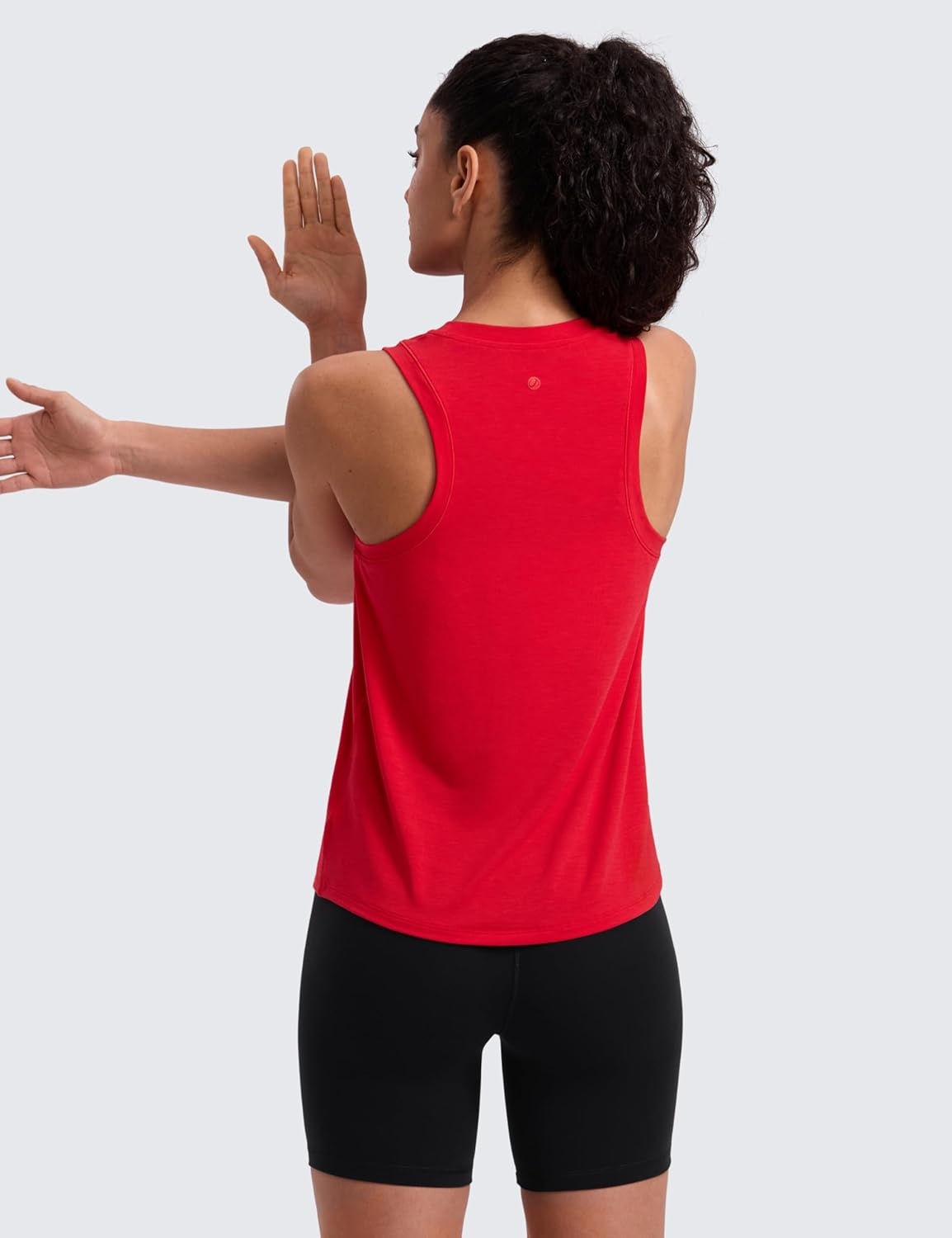image:imageCRZ YOGA Quick Dry Racerback Tank Tops for Women Hip Length Workout Athletic Running Gym Sleeveless Shirts CrewneckAurora Red