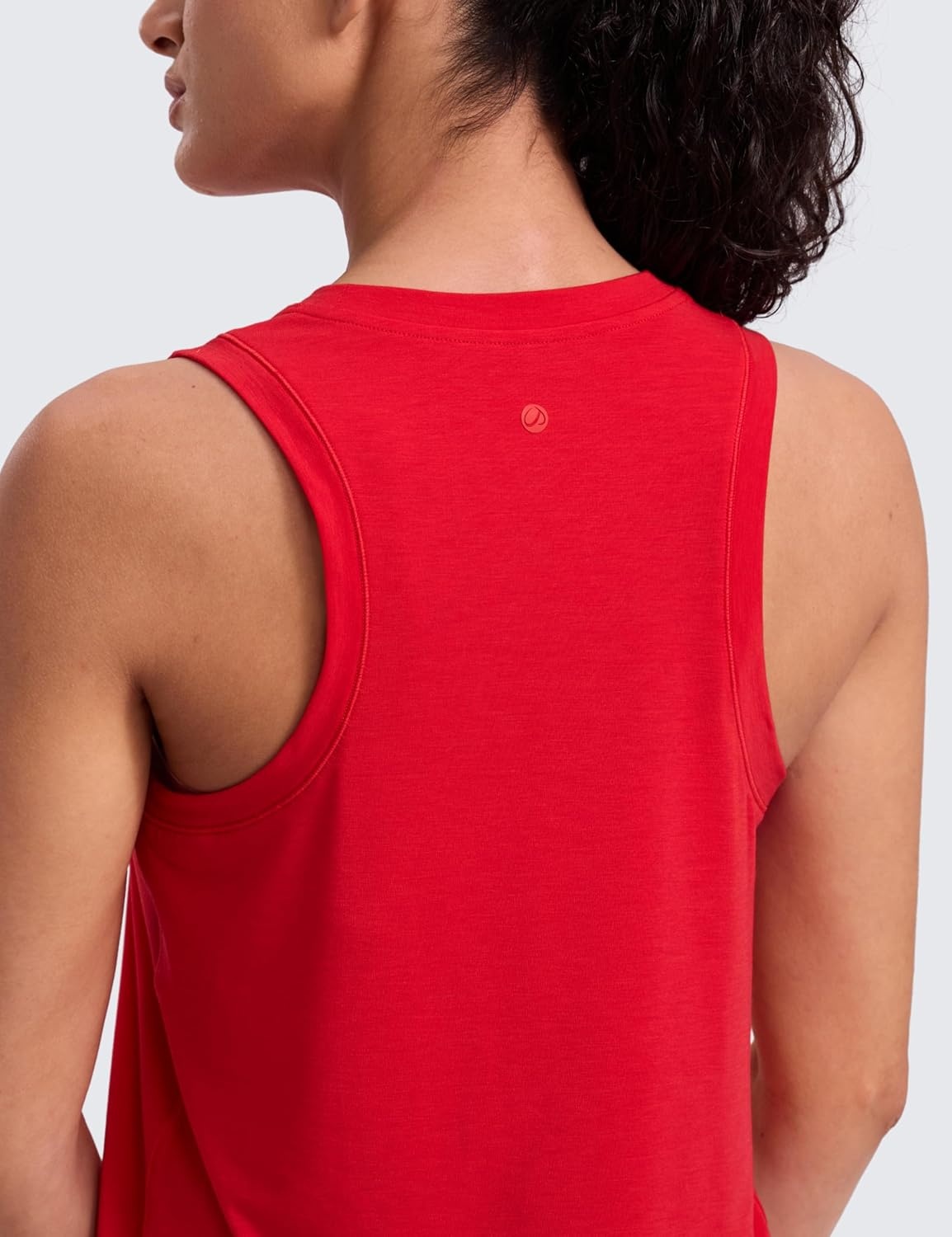 image:imageCRZ YOGA Quick Dry Racerback Tank Tops for Women Hip Length Workout Athletic Running Gym Sleeveless Shirts CrewneckAurora Red