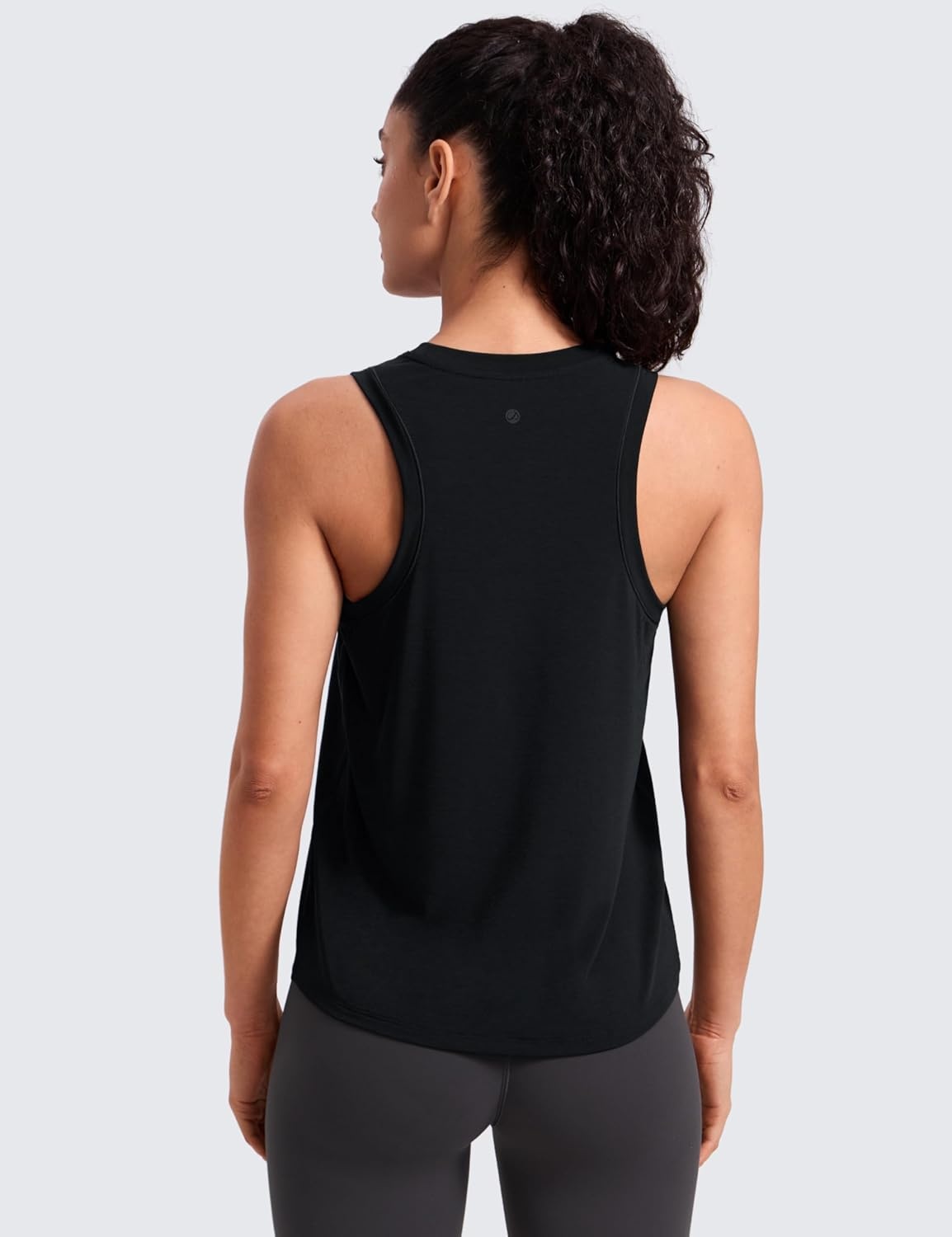 image:imageCRZ YOGA Quick Dry Racerback Tank Tops for Women Hip Length Workout Athletic Running Gym Sleeveless Shirts CrewneckBlack