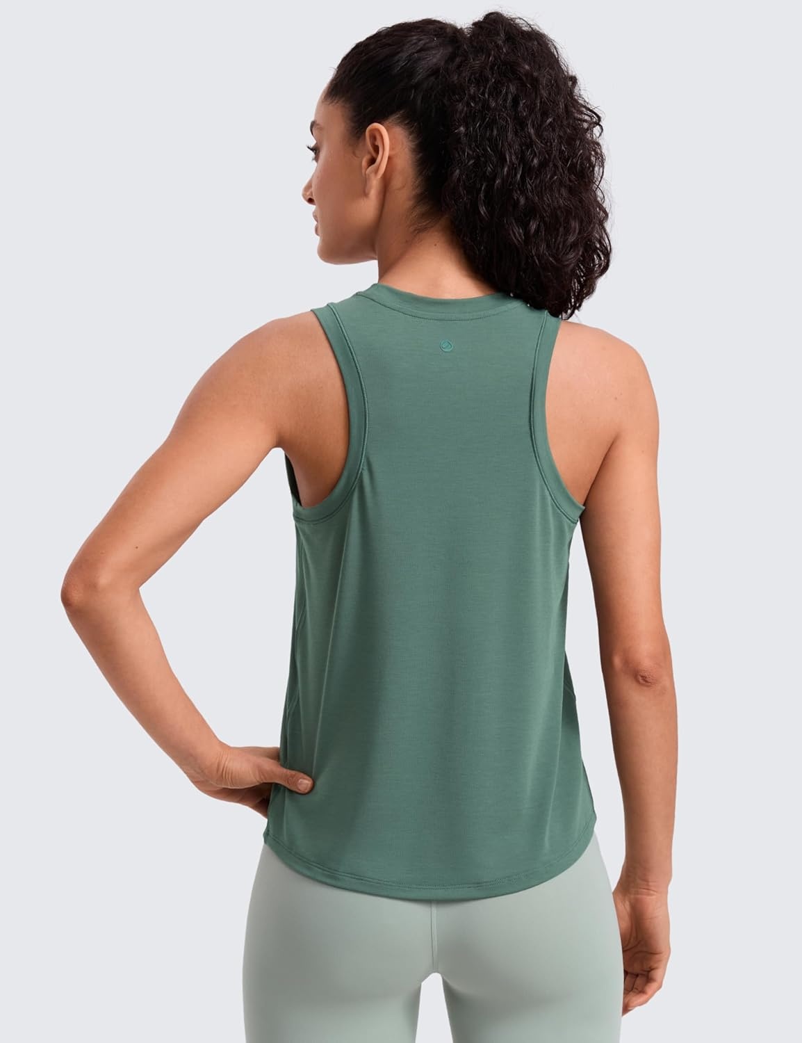 image:imageCRZ YOGA Quick Dry Racerback Tank Tops for Women Hip Length Workout Athletic Running Gym Sleeveless Shirts CrewneckGraphite Green