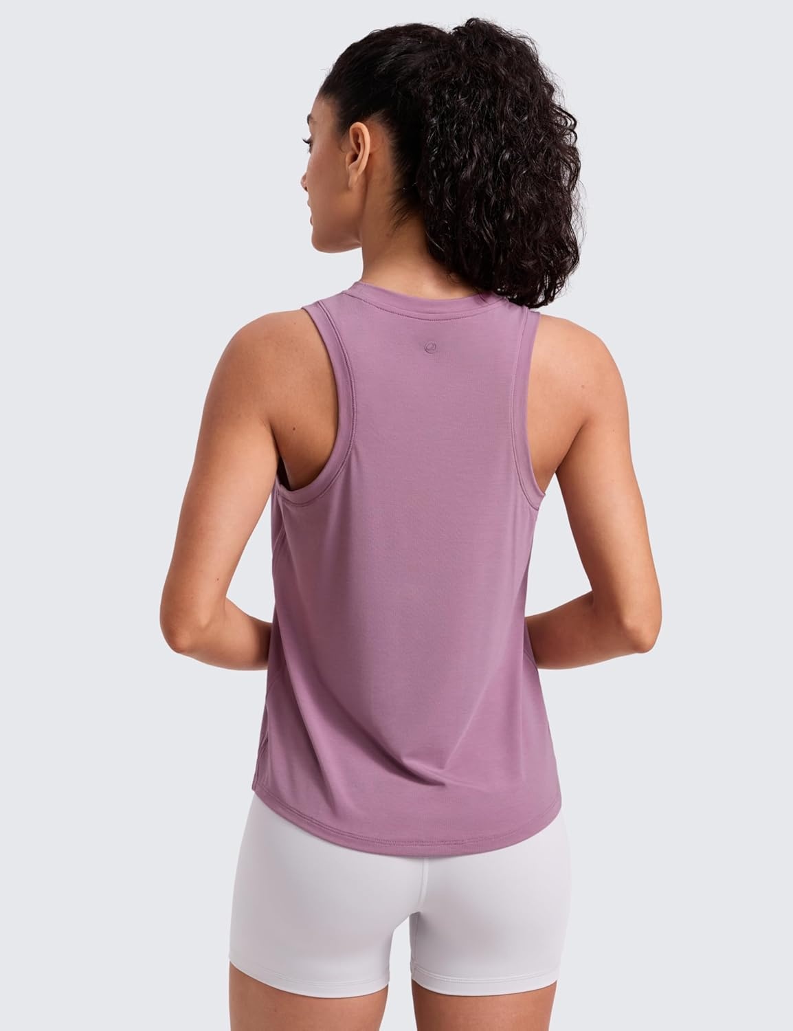 image:imageCRZ YOGA Quick Dry Racerback Tank Tops for Women Hip Length Workout Athletic Running Gym Sleeveless Shirts CrewneckLight Lavender