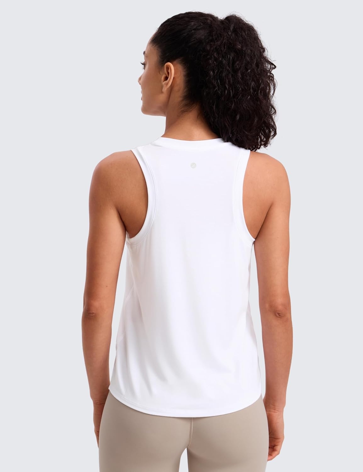 image:imageCRZ YOGA Quick Dry Racerback Tank Tops for Women Hip Length Workout Athletic Running Gym Sleeveless Shirts CrewneckWhite