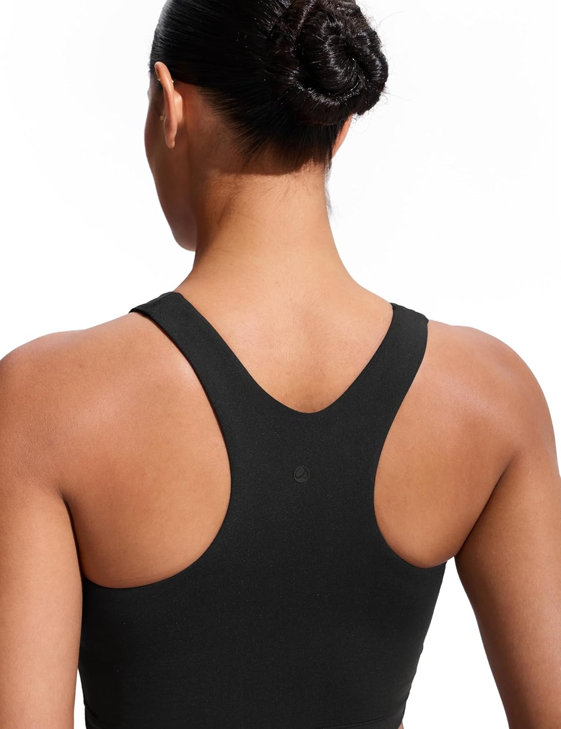 image:imageCRZ YOGA Racerback Bikini Tops for Women Padded High Neck Modest Swim Sports Bathing BraBlack