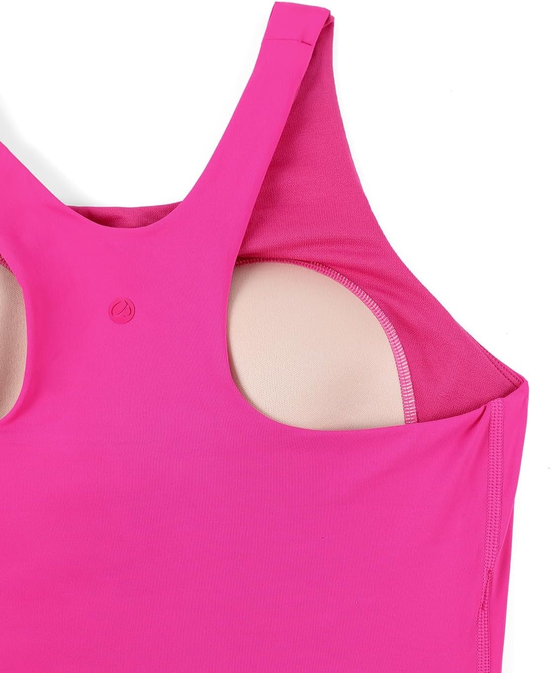 image:imageCRZ YOGA Racerback Bikini Tops for Women Padded High Neck Modest Swim Sports Bathing BraHibiscus Purple
