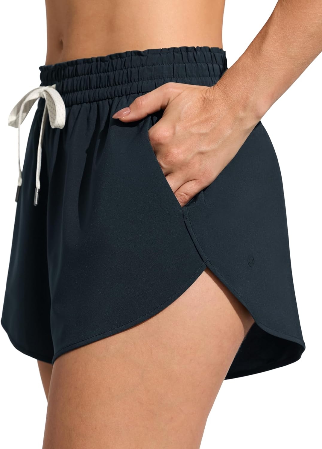 image:imageCRZ YOGA Relaxed Fit Dolphin Board Shorts for Women 35 High Waisted Swim Beach Bathing Trunks Bottoms with LinerTrue Navy