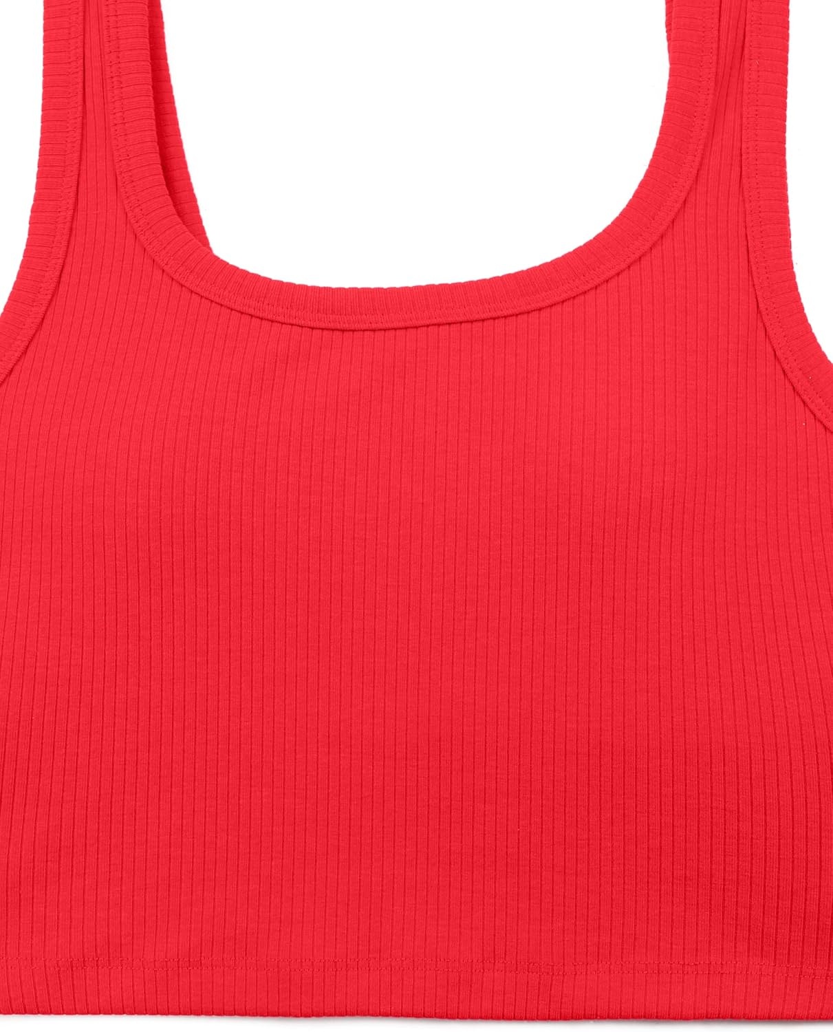 image:imageCRZ YOGA Ribbed Scoop Neck Crop Tank Tops for Women Padded Longline Sports Bras Yoga Workout CamiDeep Red