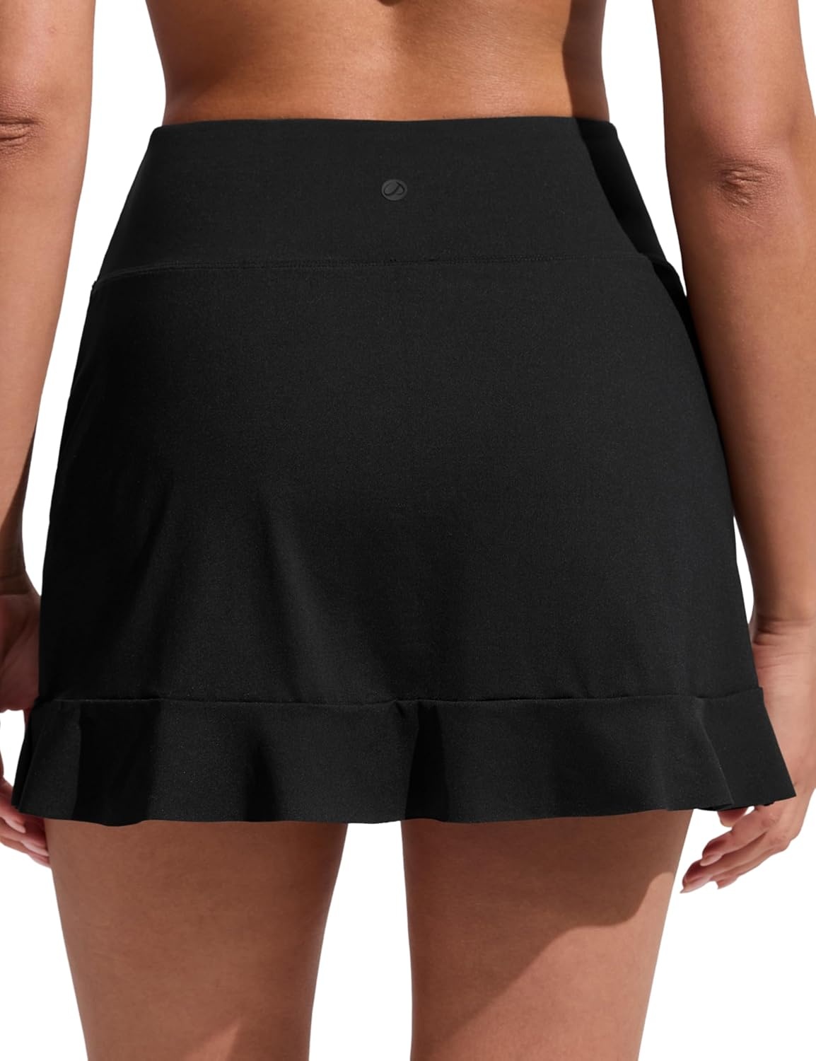 image:imageCRZ YOGA Ruffle Swim Skirt for Women High Waisted Tummy Control Bathing Suit Bikini Bottoms SkortsBlack