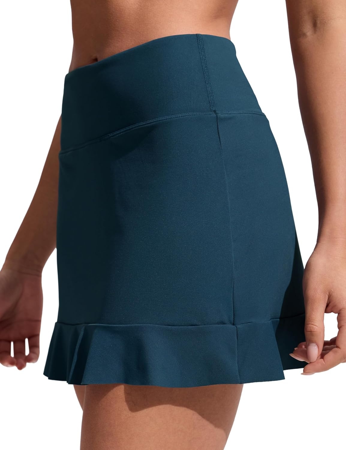 image:imageCRZ YOGA Ruffle Swim Skirt for Women High Waisted Tummy Control Bathing Suit Bikini Bottoms SkortsInsignia Blue