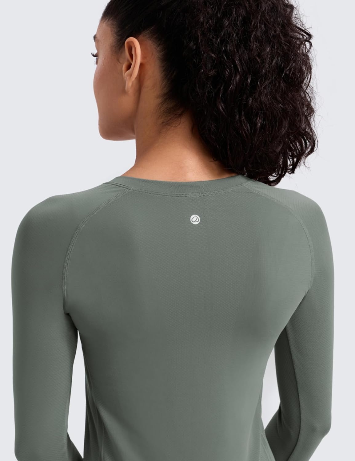 image:imageCRZ YOGA Seamless Long Sleeve Shirts for Women Hip Length Workout Athletic Running Gym Yoga Tops Breathable Crewneck TshirtGrey Sage