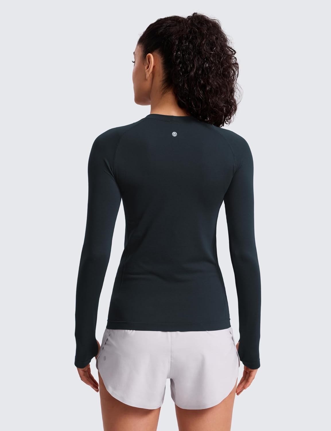 image:imageCRZ YOGA Seamless Long Sleeve Shirts for Women Hip Length Workout Athletic Running Gym Yoga Tops Breathable Crewneck TshirtTrue Navy