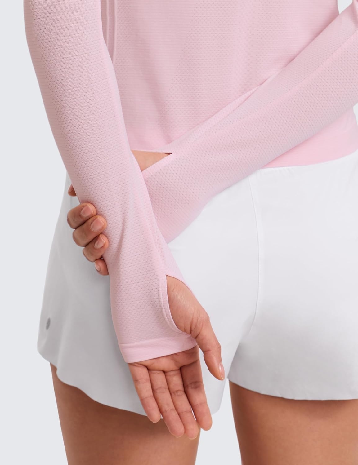 image:imageCRZ YOGA Seamless Long Sleeve Shirts for Women Waist Length Workout Athletic Running Gym Yoga Tops Crewneck BreathableStrawberry Pink