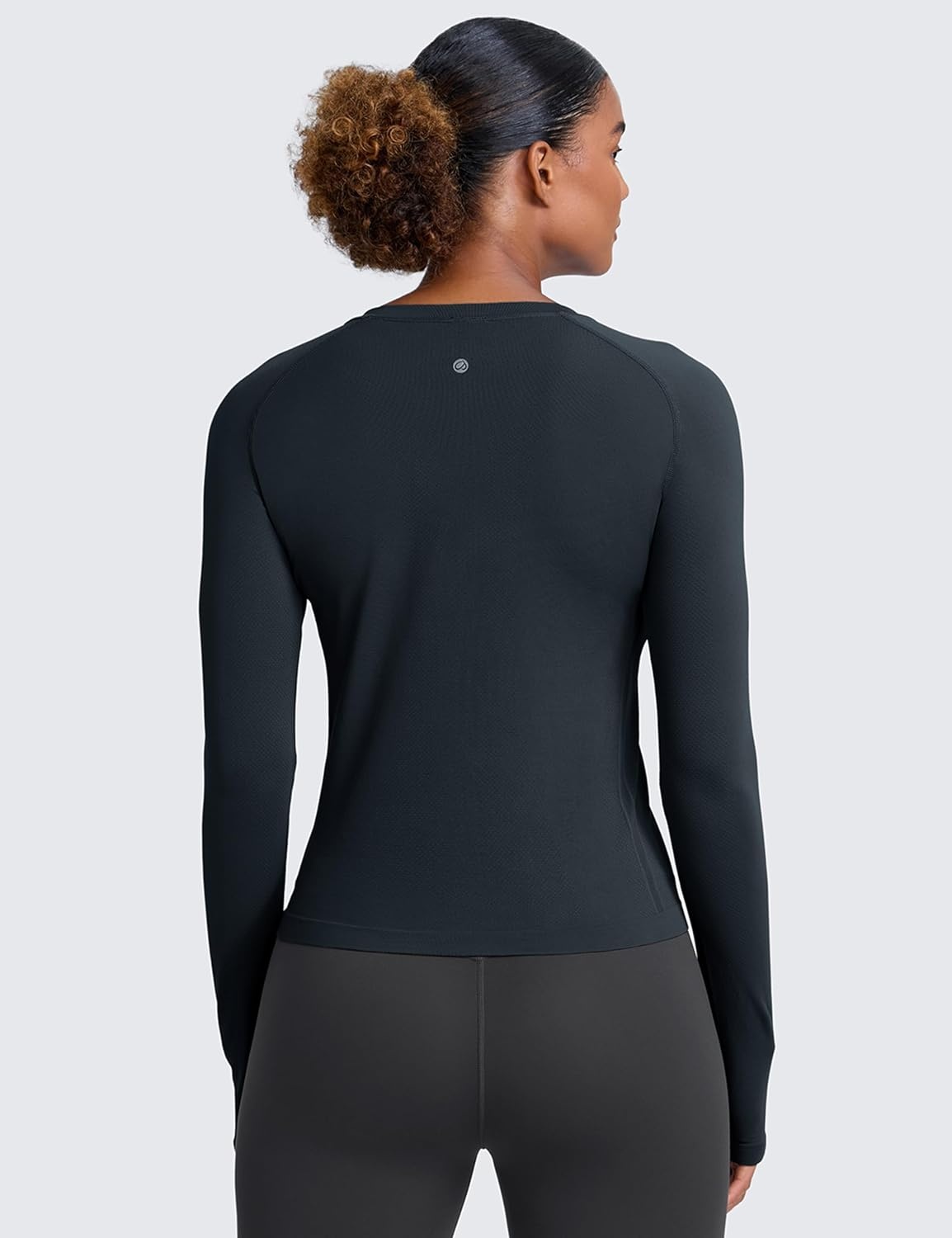 image:imageCRZ YOGA Seamless Long Sleeve Shirts for Women Waist Length Workout Athletic Running Gym Yoga Tops Crewneck BreathableTrue Navy