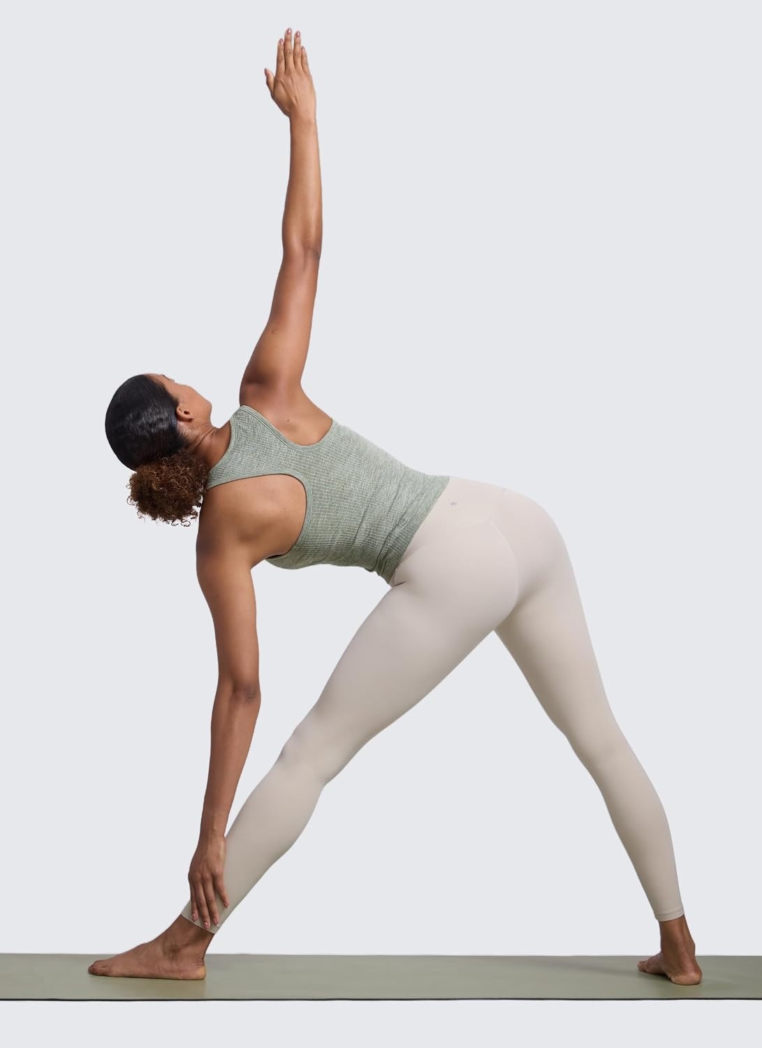 image:imageCRZ YOGA Seamless Ribbed High Neck Tank Top for Women Sleeveless Crop Yoga Workout Shirt with Built in BraDark Green