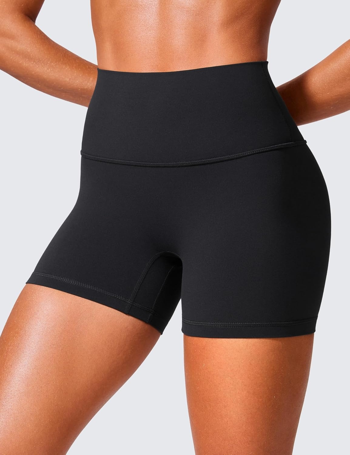 image:imageCRZ YOGA Secretsculpt Butterlift Biker Shorts 4 No Front Seam High Waisted Womens Workout Gym Booty Scrunch ButtBlack