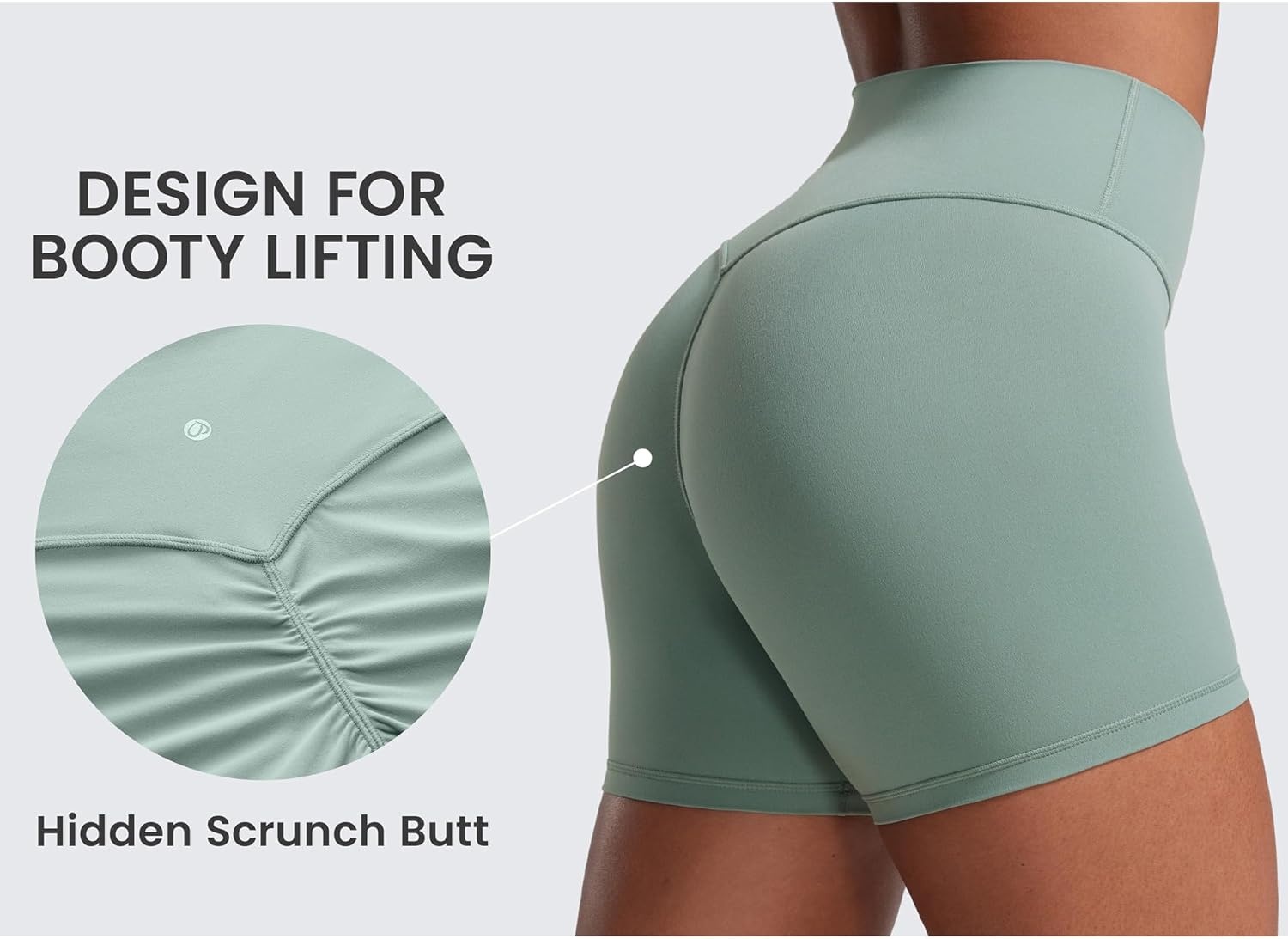 image:imageCRZ YOGA Secretsculpt Butterlift Biker Shorts 4 No Front Seam High Waisted Womens Workout Gym Booty Scrunch ButtCrater Green
