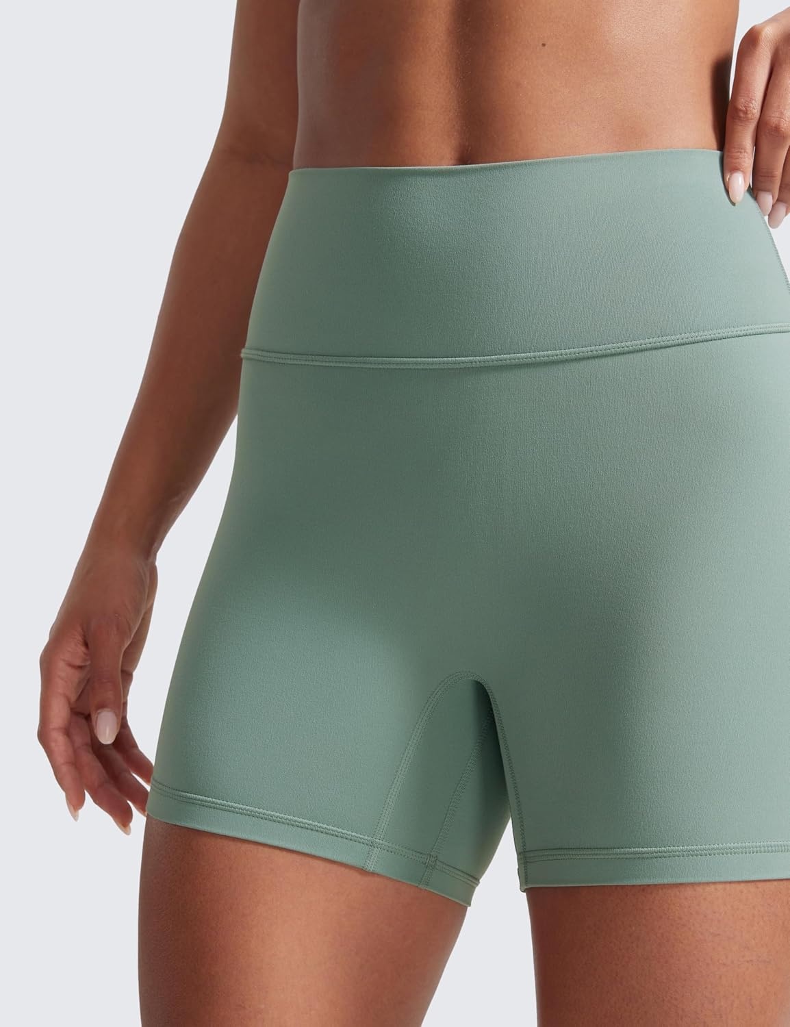 image:imageCRZ YOGA Secretsculpt Butterlift Biker Shorts 4 No Front Seam High Waisted Womens Workout Gym Booty Scrunch ButtCrater Green