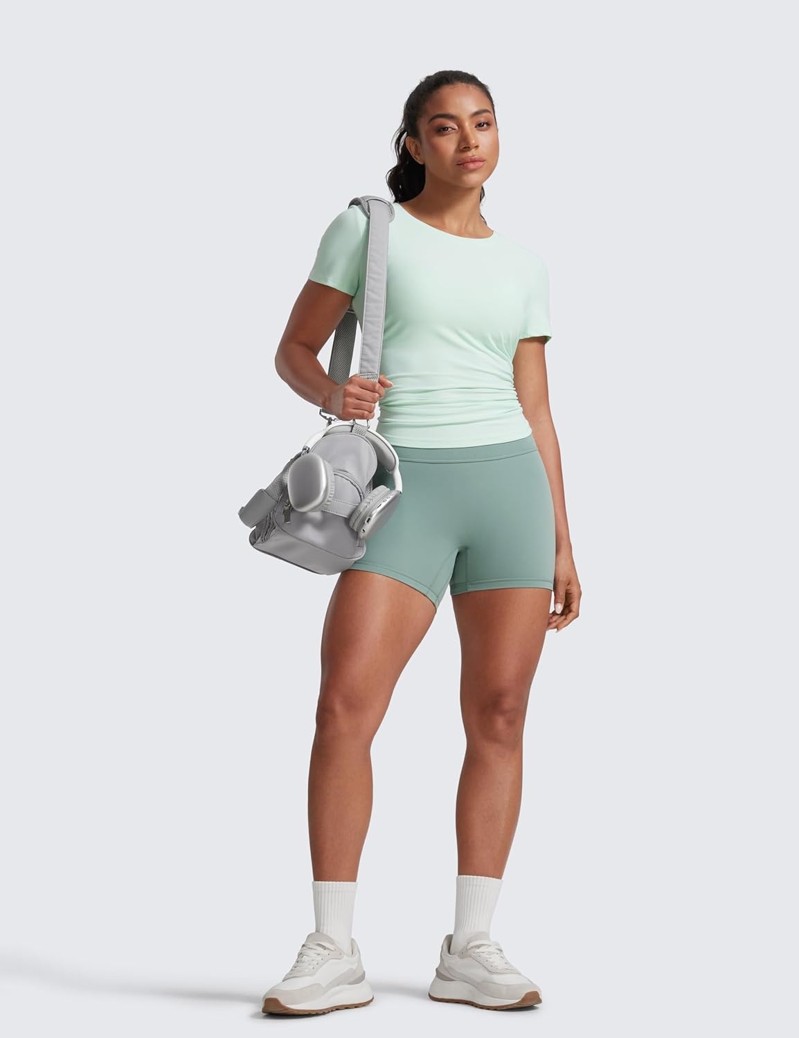 image:imageCRZ YOGA Secretsculpt Butterlift Biker Shorts 4 No Front Seam High Waisted Womens Workout Gym Booty Scrunch ButtCrater Green