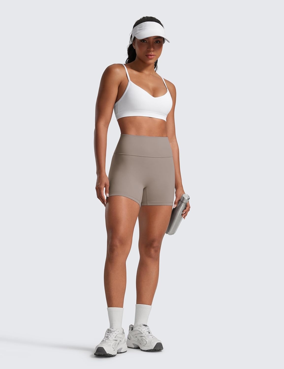 image:imageCRZ YOGA Secretsculpt Butterlift Biker Shorts 4 No Front Seam High Waisted Womens Workout Gym Booty Scrunch ButtCreamy Latte