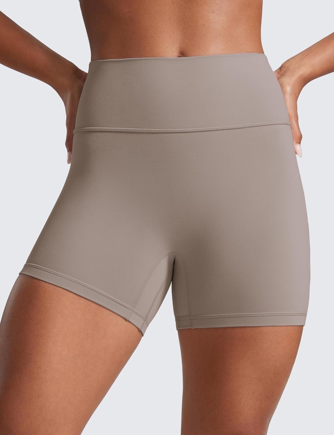 image:imageCRZ YOGA Secretsculpt Butterlift Biker Shorts 4 No Front Seam High Waisted Womens Workout Gym Booty Scrunch ButtCreamy Latte