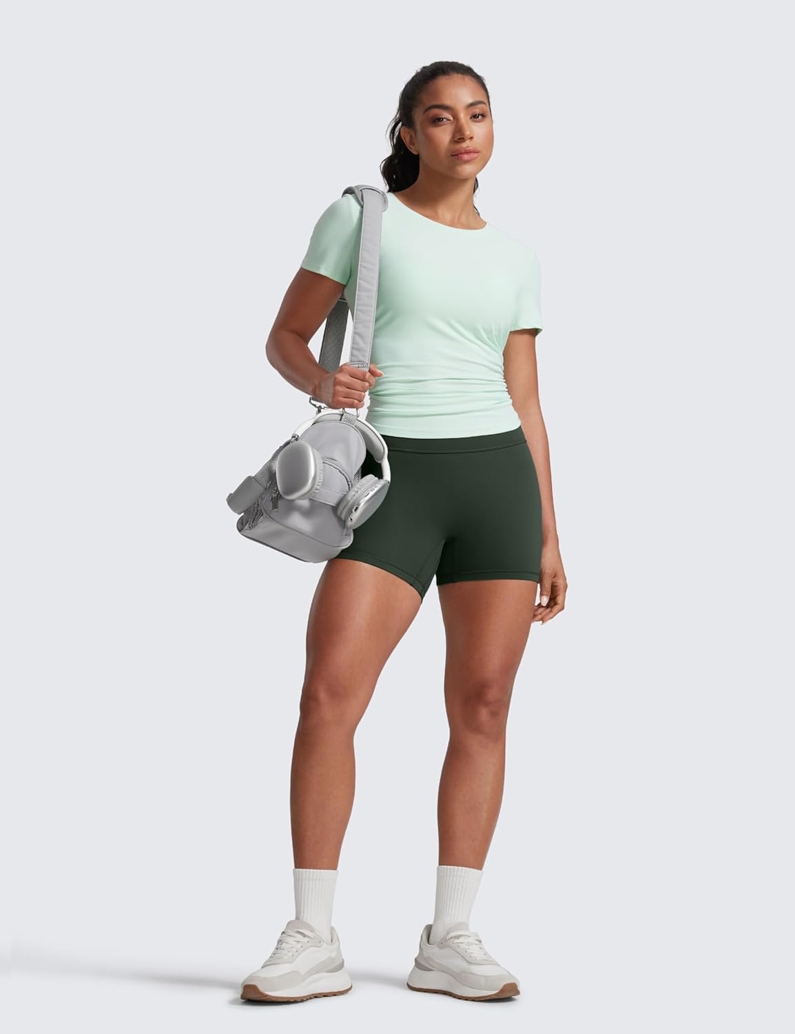 image:imageCRZ YOGA Secretsculpt Butterlift Biker Shorts 4 No Front Seam High Waisted Womens Workout Gym Booty Scrunch ButtLegend Green