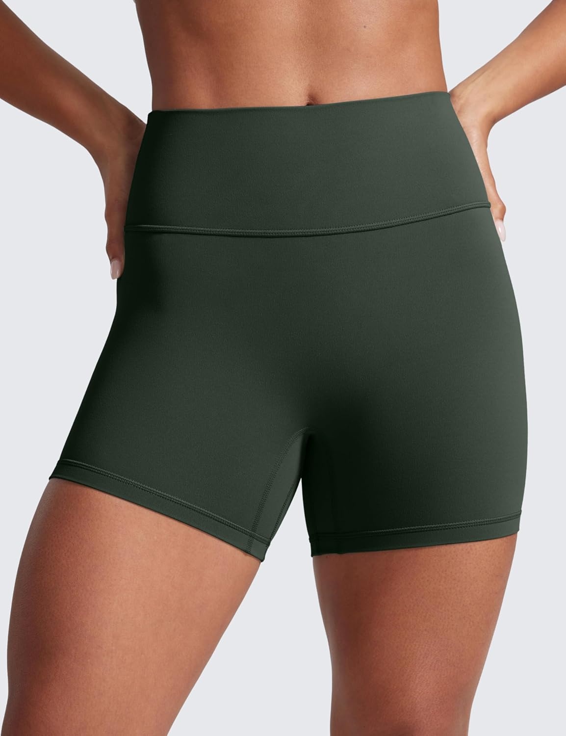 image:imageCRZ YOGA Secretsculpt Butterlift Biker Shorts 4 No Front Seam High Waisted Womens Workout Gym Booty Scrunch ButtLegend Green