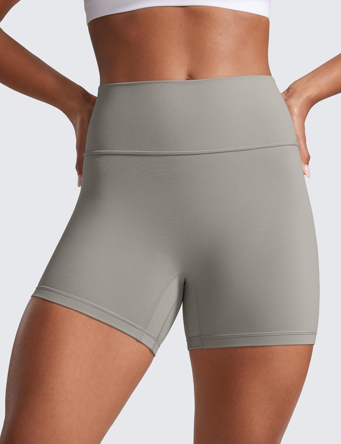 image:imageCRZ YOGA Secretsculpt Butterlift Biker Shorts 4 No Front Seam High Waisted Womens Workout Gym Booty Scrunch ButtRock Grey