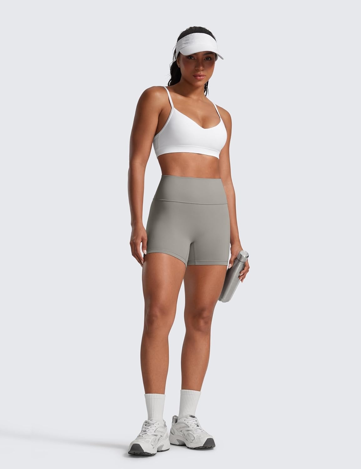 image:imageCRZ YOGA Secretsculpt Butterlift Biker Shorts 4 No Front Seam High Waisted Womens Workout Gym Booty Scrunch ButtRock Grey