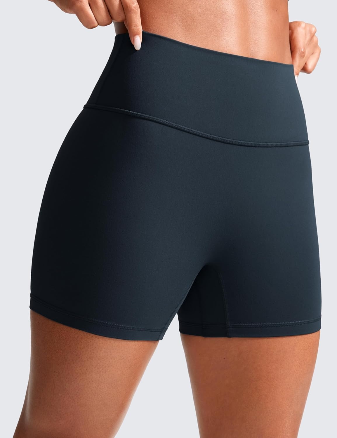 image:imageCRZ YOGA Secretsculpt Butterlift Biker Shorts 4 No Front Seam High Waisted Womens Workout Gym Booty Scrunch ButtTrue Navy