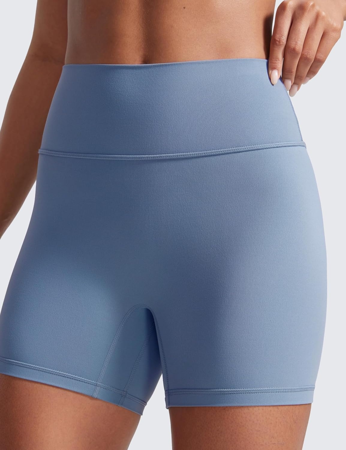 image:imageCRZ YOGA Secretsculpt Butterlift Biker Shorts 4 No Front Seam High Waisted Womens Workout Gym Booty Scrunch ButtWashed Denim