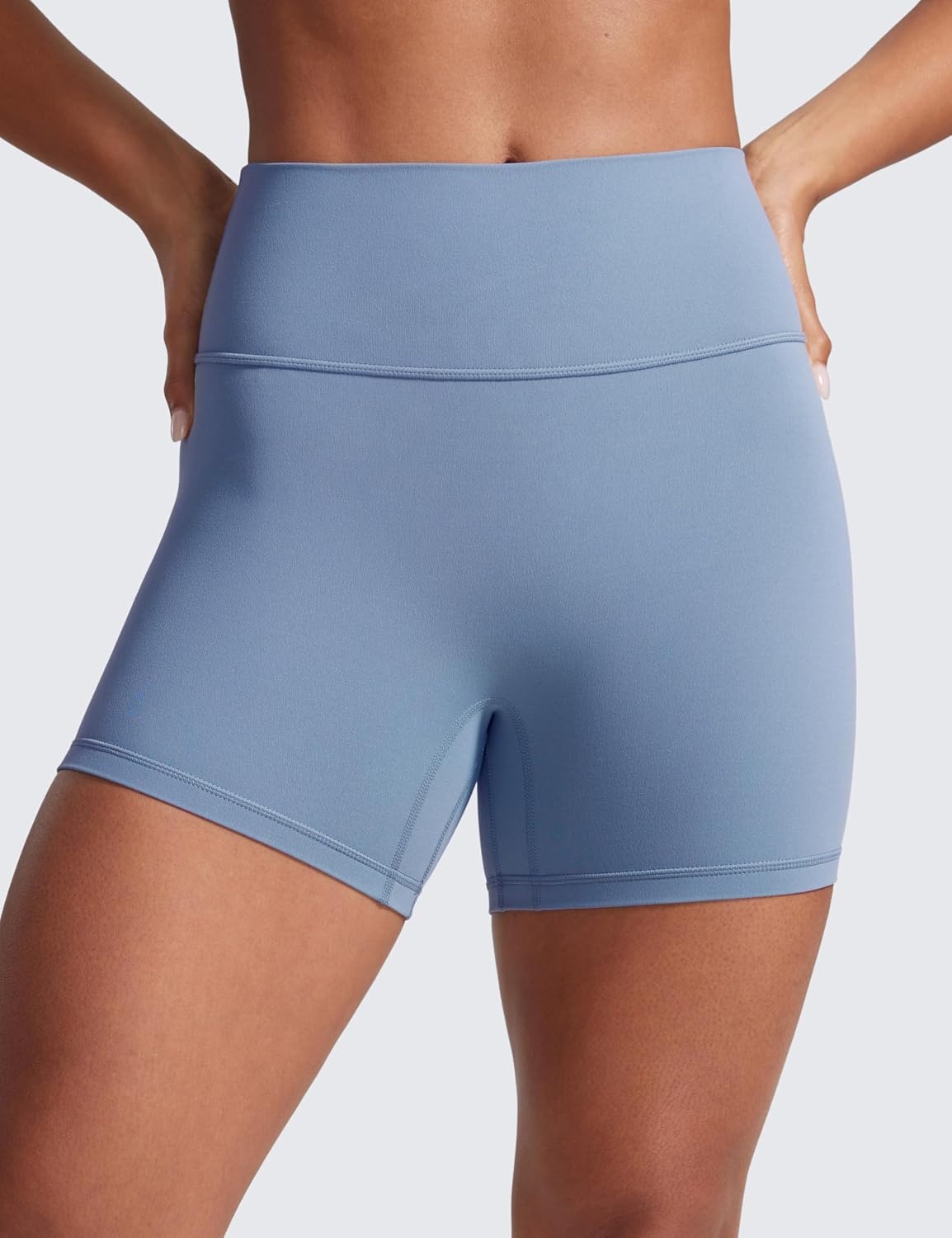 image:imageCRZ YOGA Secretsculpt Butterlift Biker Shorts 4 No Front Seam High Waisted Womens Workout Gym Booty Scrunch ButtWashed Denim
