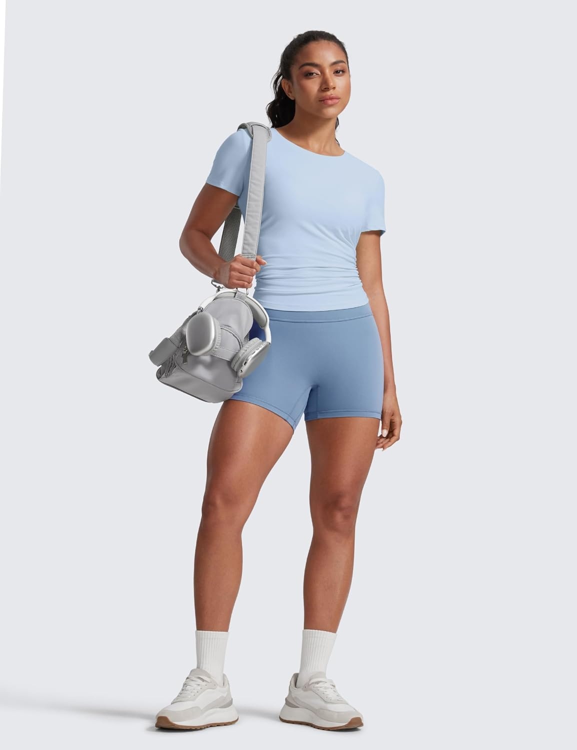 image:imageCRZ YOGA Secretsculpt Butterlift Biker Shorts 4 No Front Seam High Waisted Womens Workout Gym Booty Scrunch ButtWashed Denim