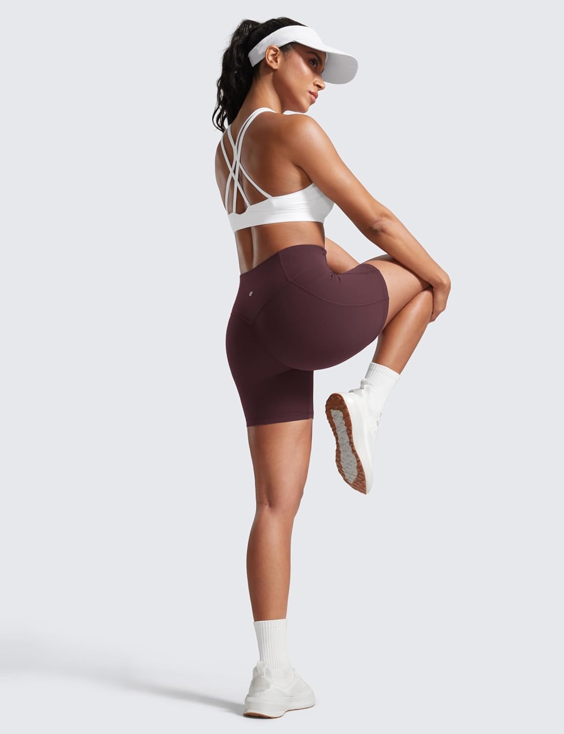 image:imageCRZ YOGA Secretsculpt Butterlift Biker Shorts Pockets 5 No Front Seam Womens High Waist Workout Booty Scrunch ButtRipe Plum