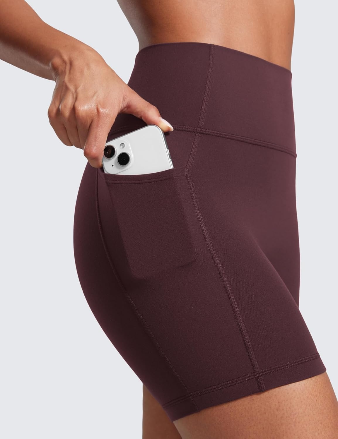 image:imageCRZ YOGA Secretsculpt Butterlift Biker Shorts Pockets 5 No Front Seam Womens High Waist Workout Booty Scrunch ButtRipe Plum