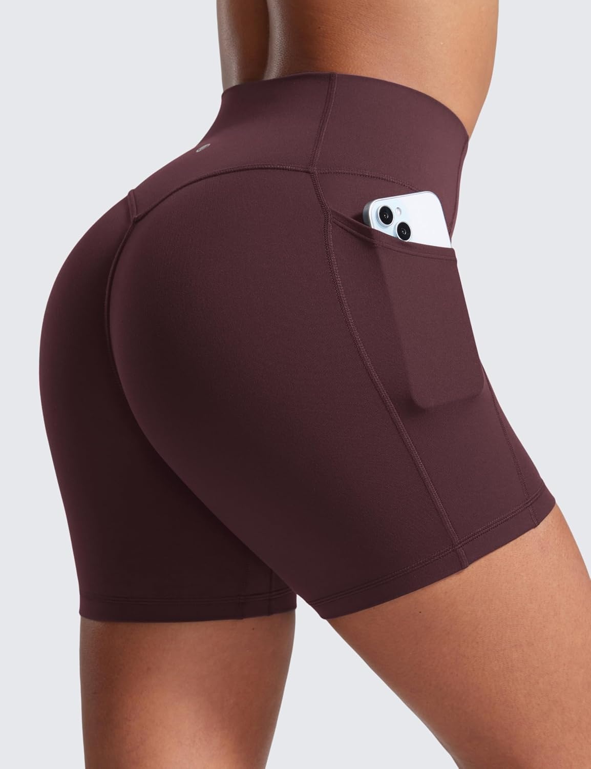 image:imageCRZ YOGA Secretsculpt Butterlift Biker Shorts Pockets 5 No Front Seam Womens High Waist Workout Booty Scrunch ButtRipe Plum