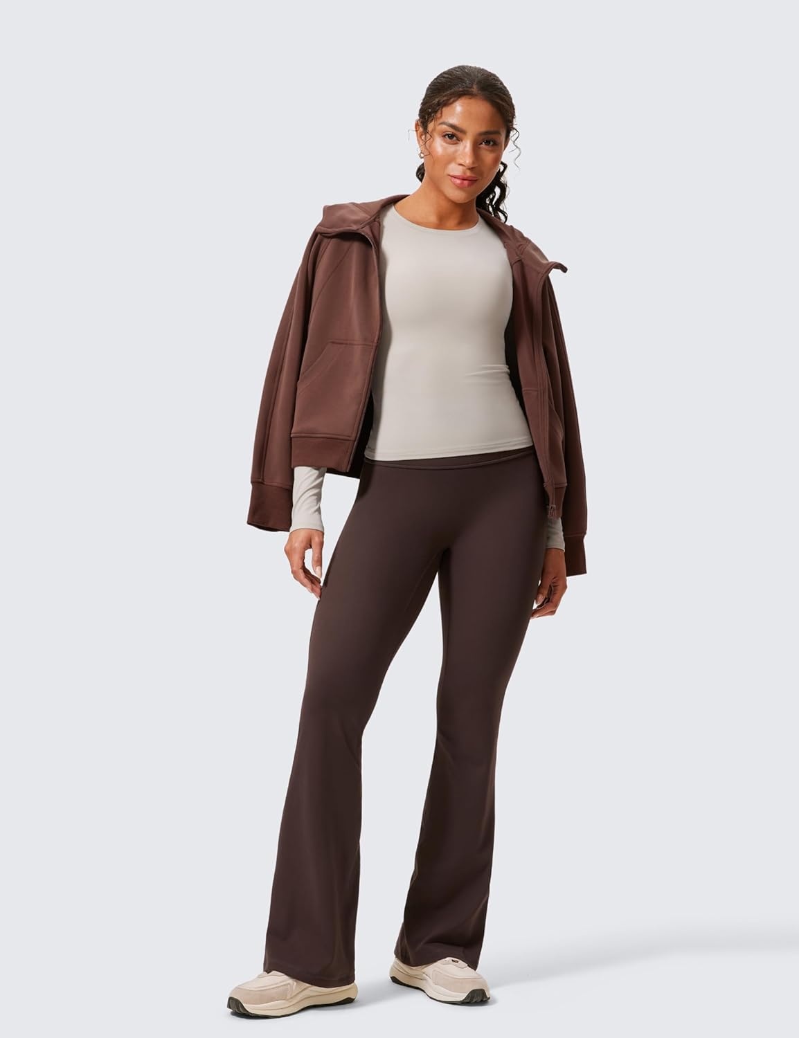 image:imageCRZ YOGA Secretsculpt Butterlift Flare Leggings 31 No Front Seam High Waist Bootcut Yoga Pants Booty Scrunch ButtHot Fudge Brown