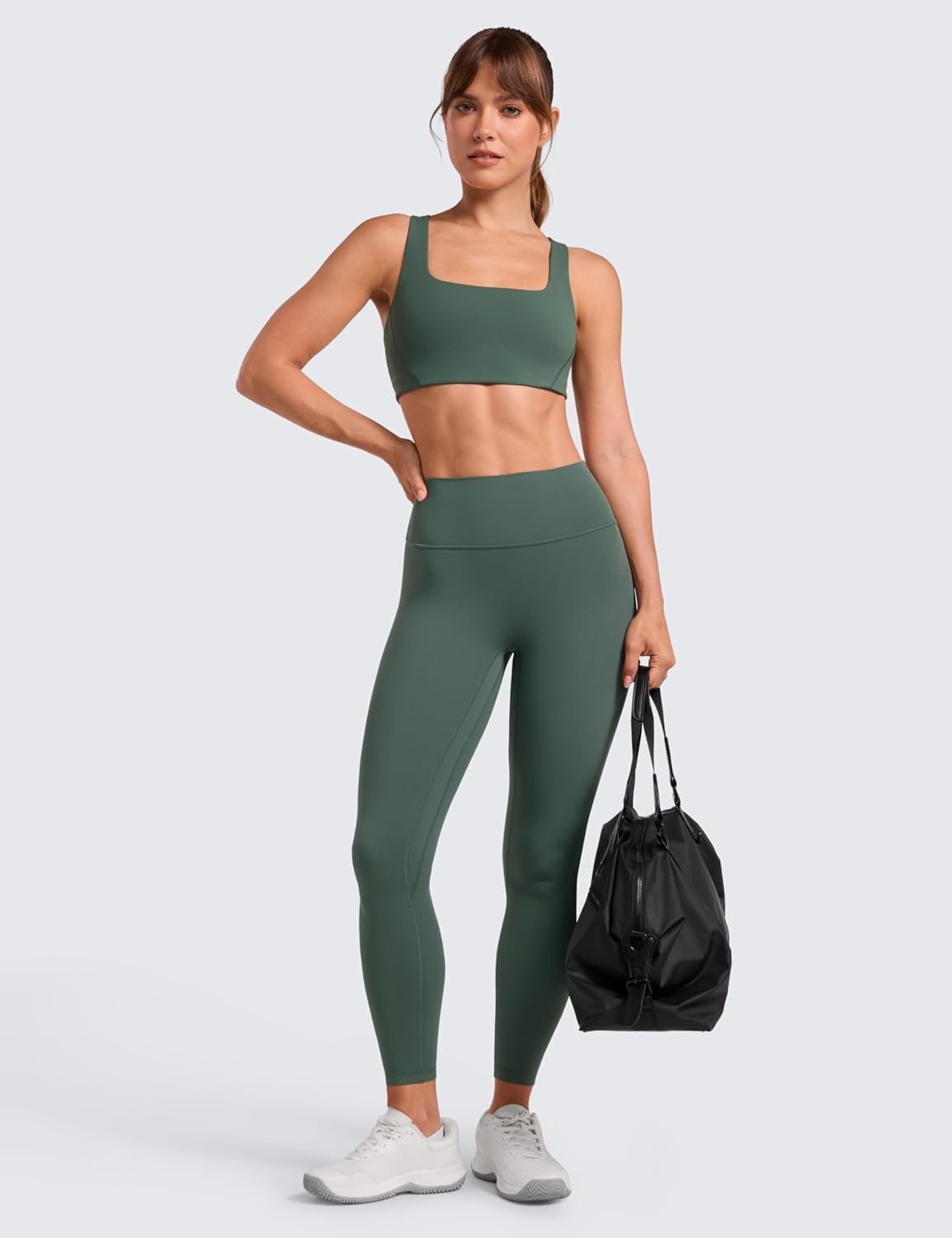 image:imageCRZ YOGA Secretsculpt Butterlift Workout Leggings 25 No Front Seam High Waisted Womens Yoga Pants Booty Scrunch ButtDark Forest Green