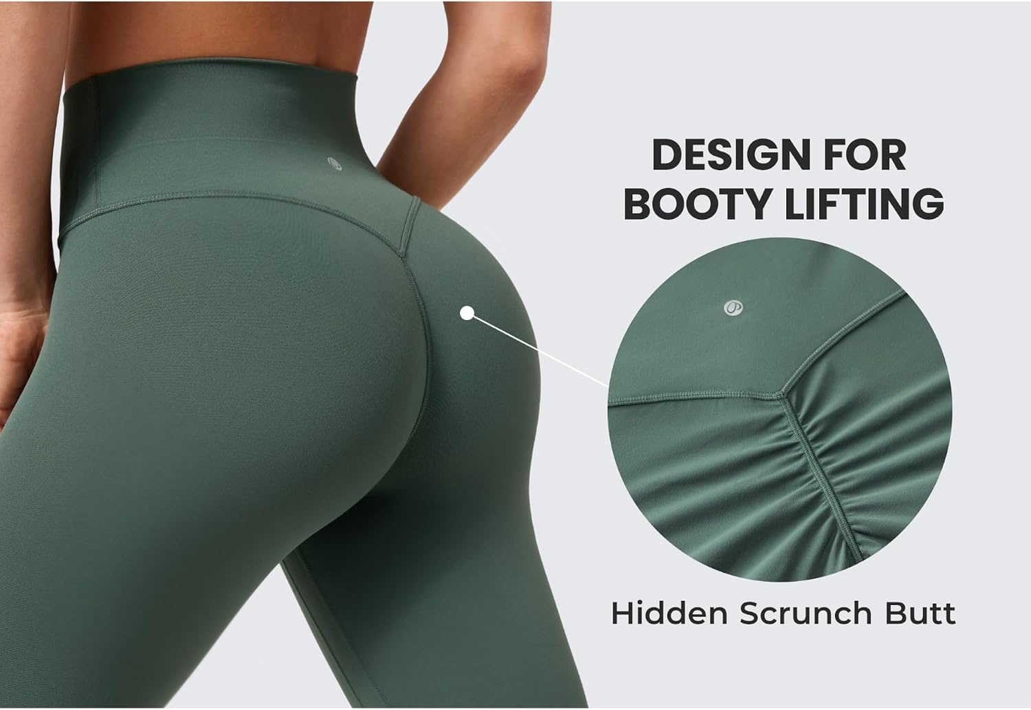 image:imageCRZ YOGA Secretsculpt Butterlift Workout Leggings 25 No Front Seam High Waisted Womens Yoga Pants Booty Scrunch ButtDark Forest Green