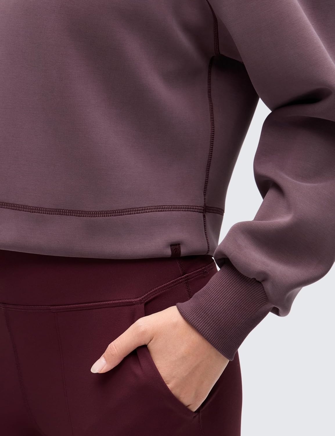 image:imageCRZ YOGA SoftAura Cropped Hoodies for Women Long Sleeve Pullover Basic Workout Casual Hooded SweatshirtsLight Ripe Plum