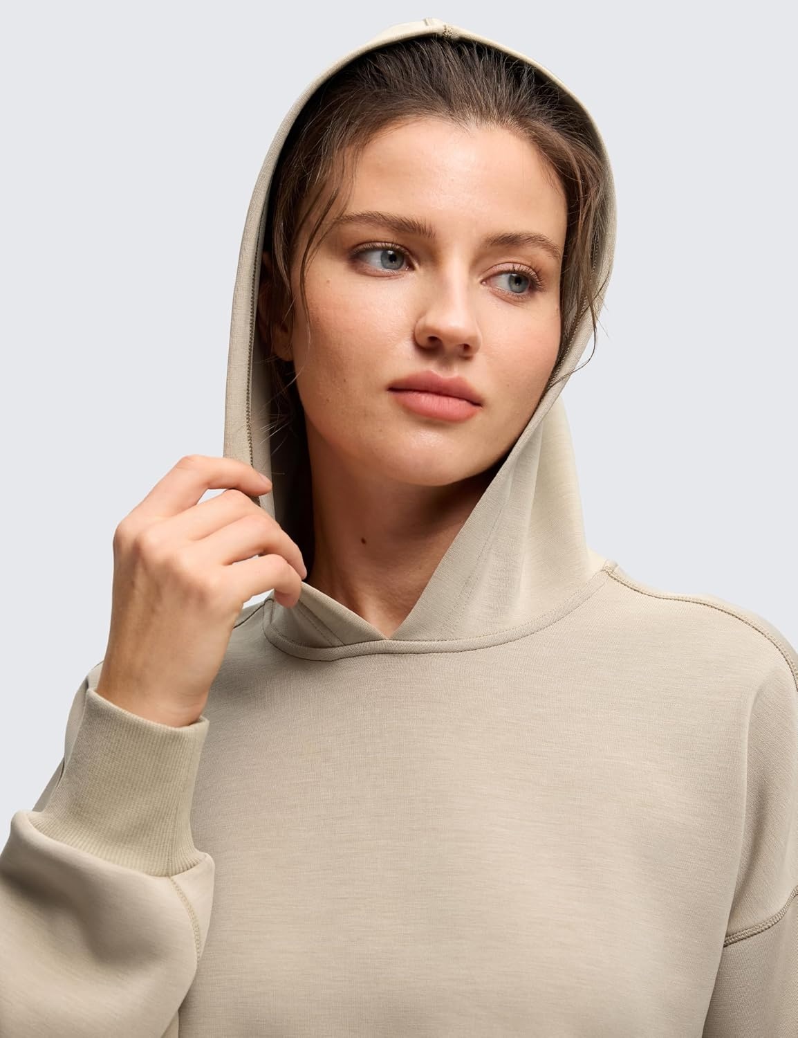 image:imageCRZ YOGA SoftAura Cropped Hoodies for Women Long Sleeve Pullover Basic Workout Casual Hooded SweatshirtsOak