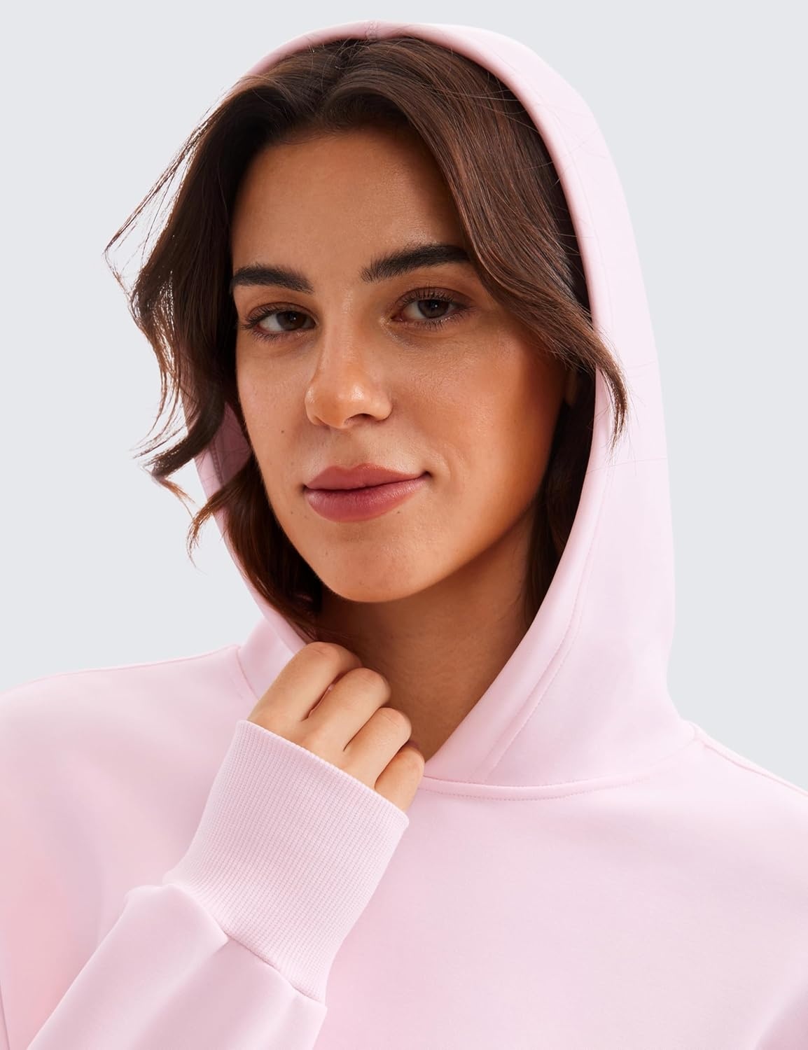 image:imageCRZ YOGA SoftAura Cropped Hoodies for Women Long Sleeve Pullover Basic Workout Casual Hooded SweatshirtsStrawberry Pink