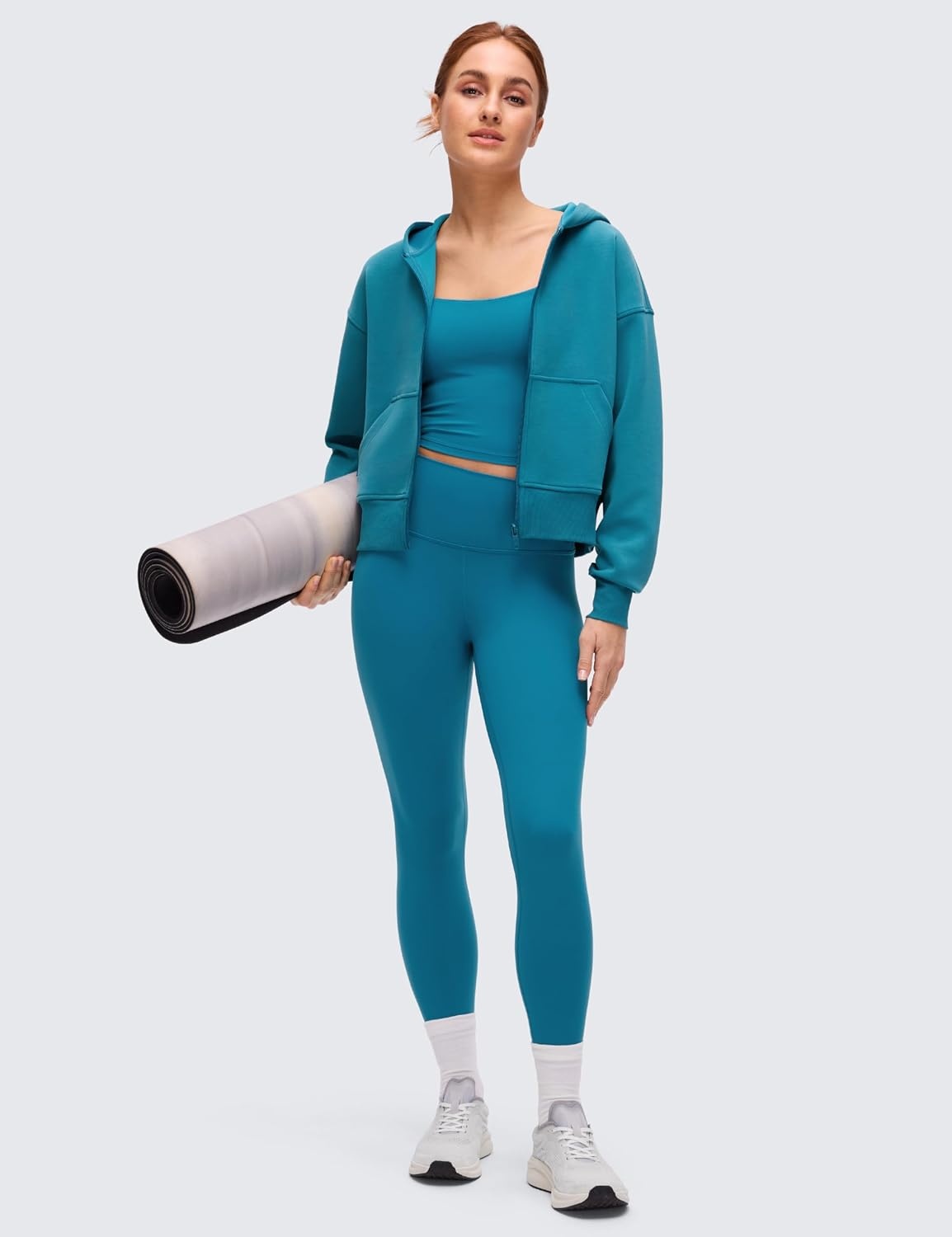 image:imageCRZ YOGA SoftAura Full Zip Hoodies for Women Workout Casual Zipper Hooded Sweat Shirts with PocketsHawaiian Blue