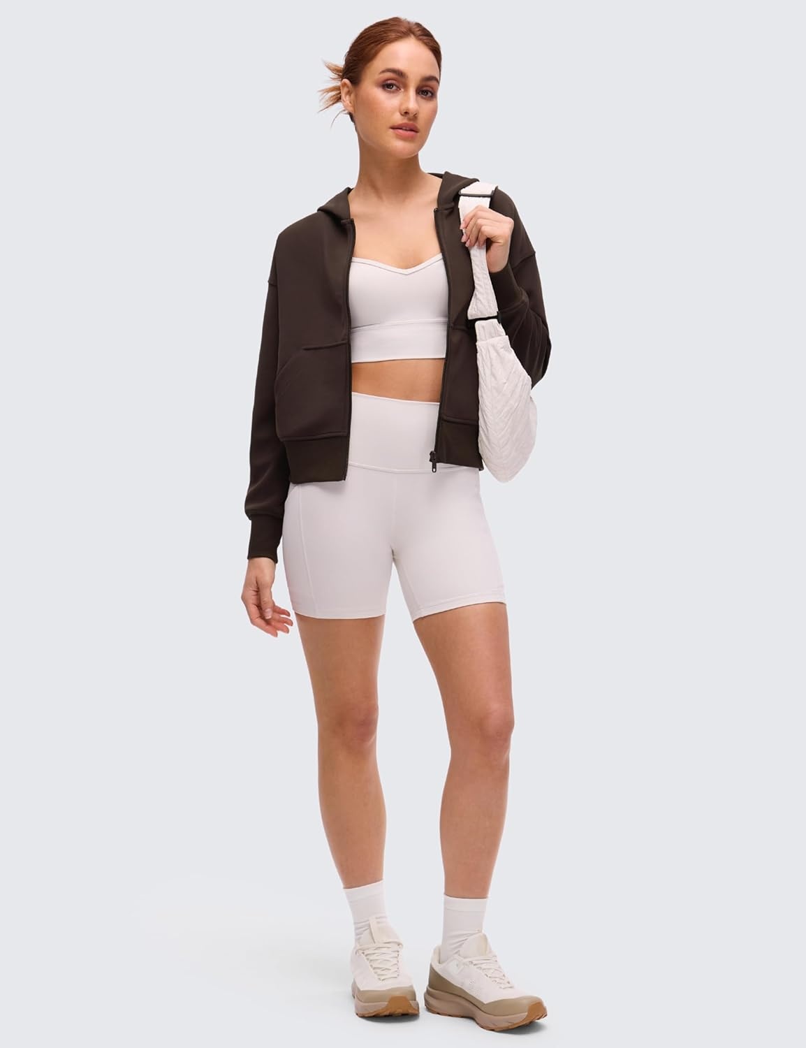 image:imageCRZ YOGA SoftAura Full Zip Hoodies for Women Workout Casual Zipper Hooded Sweat Shirts with PocketsHot Fudge Brown